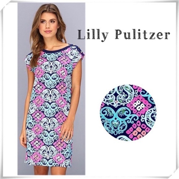 LILLY PULITZER | NWT Robyn Monogram Print Dress Blue & Pink ON SALE! CLEARANCE! - Picture 6 of 7